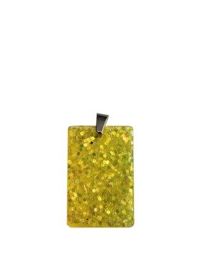 (2) Yellow Glitter Rectangle Pendant